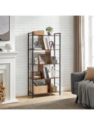 LEDREM Storage Unit, Bookcase, 5 Tiers, Open Compartments, Office Living Room, Bedroom, Industrial Style - thumbnail 1