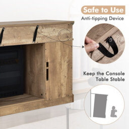 Costway Fireplace Tv Stand Set For 55 Inches W/ 2000W Electric Fireplace Insert-Natural - thumbnail 7