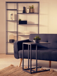 Orsina Modern Design Black Metal Side Table, Sleek Bedside Table For Bedroom, Functional Livingroom Sidetable - thumbnail 8