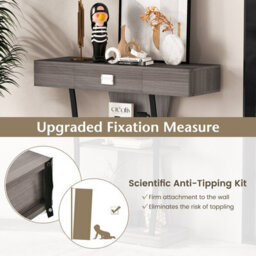 Costway T-Shaped Industrial Console Table Narrow Sofa Side Table Entryway Display Shelves - thumbnail 7