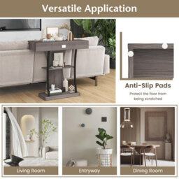 Costway T-Shaped Industrial Console Table Narrow Sofa Side Table Entryway Display Shelves - thumbnail 9