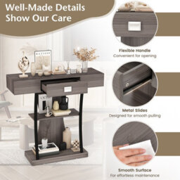 Costway T-Shaped Industrial Console Table Narrow Sofa Side Table Entryway Display Shelves - thumbnail 8