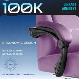 Gtplayer Fabric Gaming Chair, Ergonomic Computer Chair With Footrest And Lumbar Support Height Adjustable, Light Purple - thumbnail 8