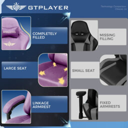 Gtplayer Fabric Gaming Chair, Ergonomic Computer Chair With Footrest And Lumbar Support Height Adjustable, Light Purple - thumbnail 9