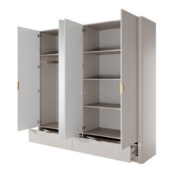 Arte Elegant Beige Hinged Door Wardrobe H2080mm W2130mm D550mm - Luxurious Design With Mirrored Panels - thumbnail 2