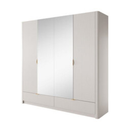 Arte Elegant Beige Hinged Door Wardrobe H2080mm W2130mm D550mm - Luxurious Design With Mirrored Panels - thumbnail 1