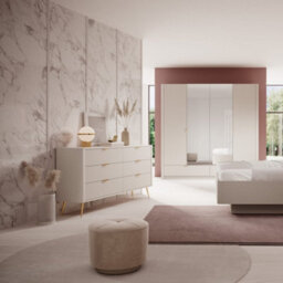 Arte Elegant Beige Hinged Door Wardrobe H2080mm W2130mm D550mm - Luxurious Design With Mirrored Panels - thumbnail 5