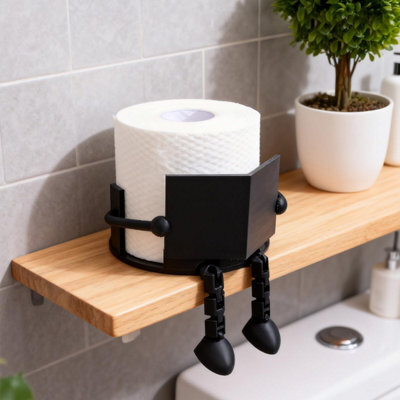 CLEFFNS Black Novelty Toilet Paper Holder, 3D Printed Reading Book Bathroom Tissue Stand, Free Standing Decorative Toilet Paper Storage - image 1