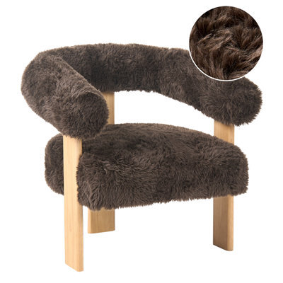 Beliani Armchair Ilbro Faux Fur Dark Brown/ Light Brown - image 1