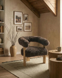 Beliani Armchair Ilbro Faux Fur Dark Brown/ Light Brown - thumbnail 2