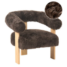 Beliani Armchair Ilbro Faux Fur Dark Brown/ Light Brown - thumbnail 1