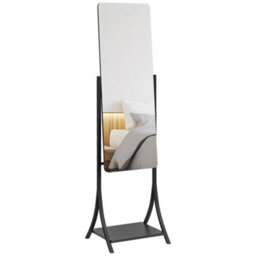 Homcom Freestanding Full Length Mirror Adjustable Full Body Mirror W/ Shelf - thumbnail 1