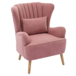 Living And Home Modern Pink Wingback Accent Chair Armchair With Footstool And Lumbar Pillow - thumbnail 5