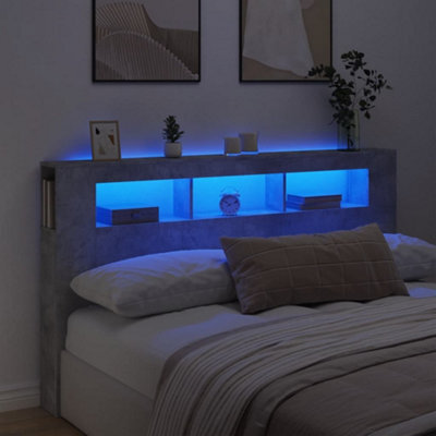 Berkfield Led Headboard Concrete Grey 180X18.5X103.5 Cm Engineered Wood - image 1