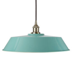 Duck Egg Blue Large Chancery Painted Dome Pendant Light With Brushed Chrome Lamp Holder And Black Round Cable - Se Home