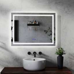 Maerts-E Bathroom Mirror With Led Lights And Bluetooth Speaker 900 X 600 mm 3 Colour Dimmable Lighting Anti-Fog Touch/wall Switch Control - thumbnail 1