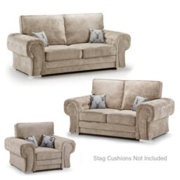 Furnishings For Less UK Milan Fabric 3 Piece Sofa Suite Mink Full Back Chesterfield Style - thumbnail 1