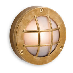 Luminosa Lighting Luminosa Nautic 1 Light Outdoor Wall, Flush Light Brass, Frosted Glass Ip64, G9