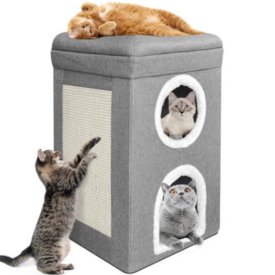 3 Layer Cat House Cave With Cushions Foldable Cat Bed With Cat Scratching Board - image 1