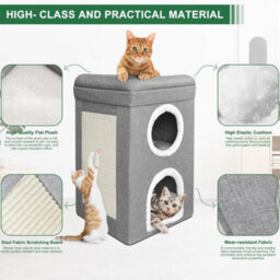 3 Layer Cat House Cave With Cushions Foldable Cat Bed With Cat Scratching Board - thumbnail 6