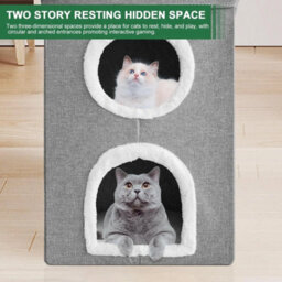 3 Layer Cat House Cave With Cushions Foldable Cat Bed With Cat Scratching Board - thumbnail 3
