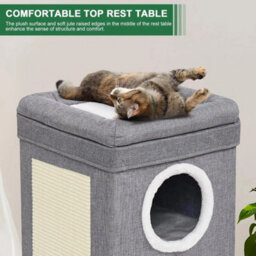 3 Layer Cat House Cave With Cushions Foldable Cat Bed With Cat Scratching Board - thumbnail 4
