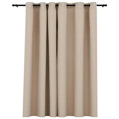 Berkfield Premium Linen-Look Blackout Curtain With Grommets Beige 290X245Cm