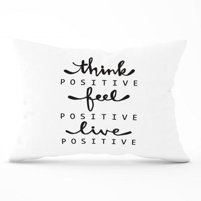 Warren Reed Designer Think Positive, Feel Positive, Live Positive Cushions 33Cm X 48Cm