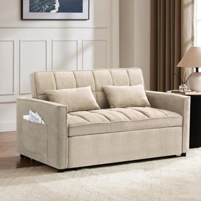 Home Detail Harry Pull-Out Sofa Bed, Beige Linen - image 1