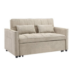 Home Detail Harry Pull-Out Sofa Bed, Beige Linen - thumbnail 3