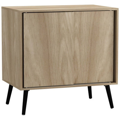 Urbn-Living Urbnliving 2-Door Sliding Chest Cabinet Sideboard Oak Carcass Closet Storage Cupboard Organiser With Black Legs - image 1