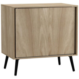 Urbn-Living Urbnliving 2-Door Sliding Chest Cabinet Sideboard Oak Carcass Closet Storage Cupboard Organiser With Black Legs - thumbnail 1