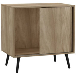 Urbn-Living Urbnliving 2-Door Sliding Chest Cabinet Sideboard Oak Carcass Closet Storage Cupboard Organiser With Black Legs - thumbnail 5
