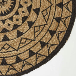 Homescapes Natural & Black Mandala Braided Jute Rug, 70 Cm Round - thumbnail 3