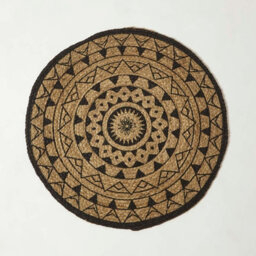 Homescapes Natural & Black Mandala Braided Jute Rug, 70 Cm Round - thumbnail 2