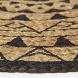Homescapes Natural & Black Mandala Braided Jute Rug, 70 Cm Round - thumbnail 4