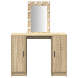 Walplus Dressing Table With Led Lights In Sonoma Oak, 102X33X135 Cm - thumbnail 5