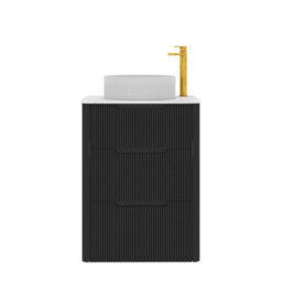 Royal Bathrooms Avenza 600mm Matt Obsidian Black Floor Standing Countertop Bathroom Vanity Unit 3 Drawer With Round Basin - thumbnail 6