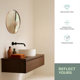 Mood Premium Round Bathroom Mirror Gold Framed Wall Mounted, Recessed Circle Frame Modern & Stylish (60Cm X 60Cm) - thumbnail 3