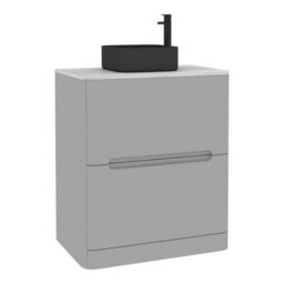 Royal Bathrooms Venice 700mm Dove Grey Freestanding Bathroom Countertop Vanity Unit 2 Drawer With Art Square Basin - thumbnail 7