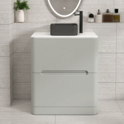 Royal Bathrooms Venice 700mm Dove Grey Freestanding Bathroom Countertop Vanity Unit 2 Drawer With Art Square Basin - thumbnail 1