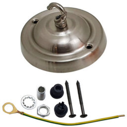 Modern Satin Nickel Ceiling Rose 105mm With Hook Heavy Duty Decorative Light Pendant Canopy For Ceiling Lights Lamps Chandeliers - thumbnail 4