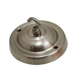 Modern Satin Nickel Ceiling Rose 105mm With Hook Heavy Duty Decorative Light Pendant Canopy For Ceiling Lights Lamps Chandeliers - thumbnail 1