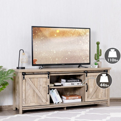 Gainoom Modern Grey Tv Cabinet For 60-Inch Tv Wooden Media Storage Shelves Organizer Stand - image 1