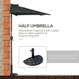 Outsunny 2.7M Metal Frame Garden Furniture Parasol Half Round Umbrella - thumbnail 5