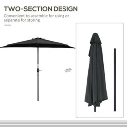 Outsunny 2.7M Metal Frame Garden Furniture Parasol Half Round Umbrella - thumbnail 7