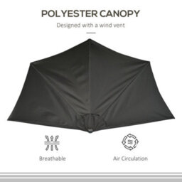 Outsunny 2.7M Metal Frame Garden Furniture Parasol Half Round Umbrella - thumbnail 6