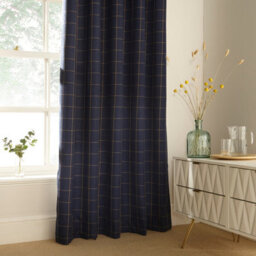 furn. Furn Ellis Check Room Darkening Eyelet Curtain Pair Navy (W)229Cm X (D)229Cm - thumbnail 3