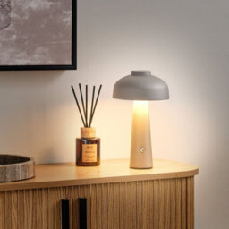Wyld And Coco Lumina Mushroom Table Lamp Grey Led Wireless Iron - Compact Modern Indoor Lamp - thumbnail 2