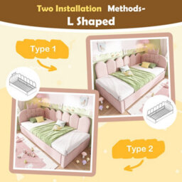 Matteo Upholstered Daybed With Pull-Out Trundle Bed - Velvet Pink - thumbnail 6